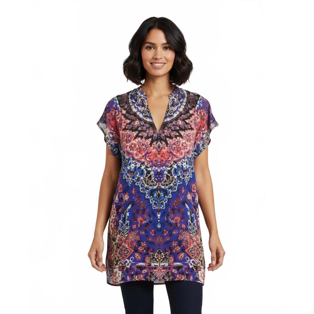 Athleta Women's Multicolor Silk Cotton Blend Tunic Top XS
